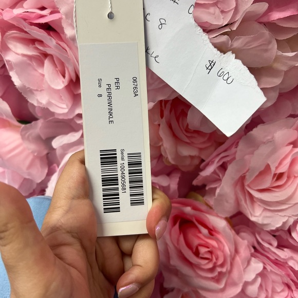 Jovani 06763 Periwinkle Size 8 One Shoulder Mermaid Long Dress With Mesh prom - Picture 6 of 7